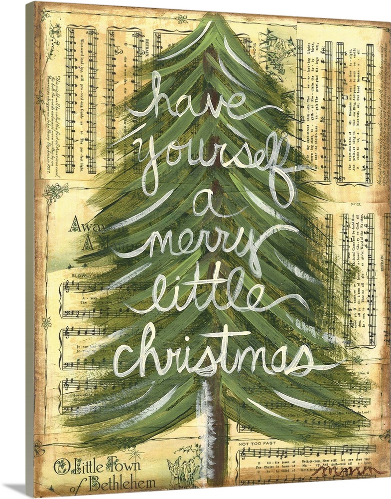 "Have yourself a merry little Christmas" created with mixed media
