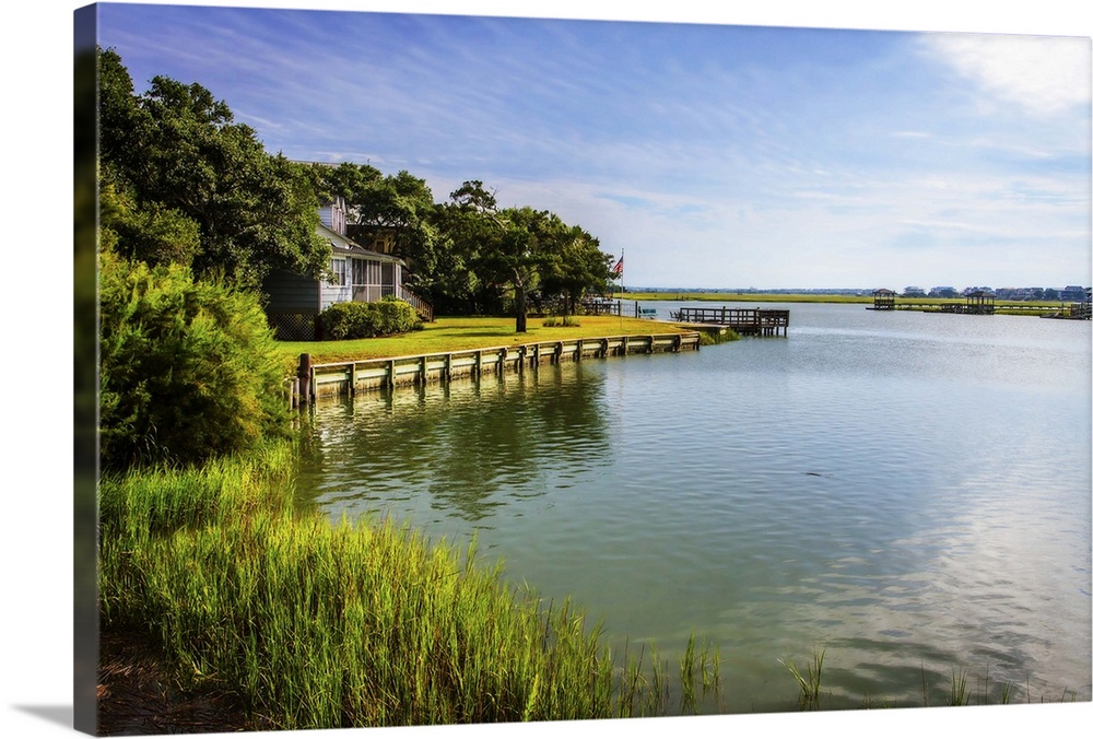 Tranquil photograph of the channel and marshes of Pawleys Island, South Carolina