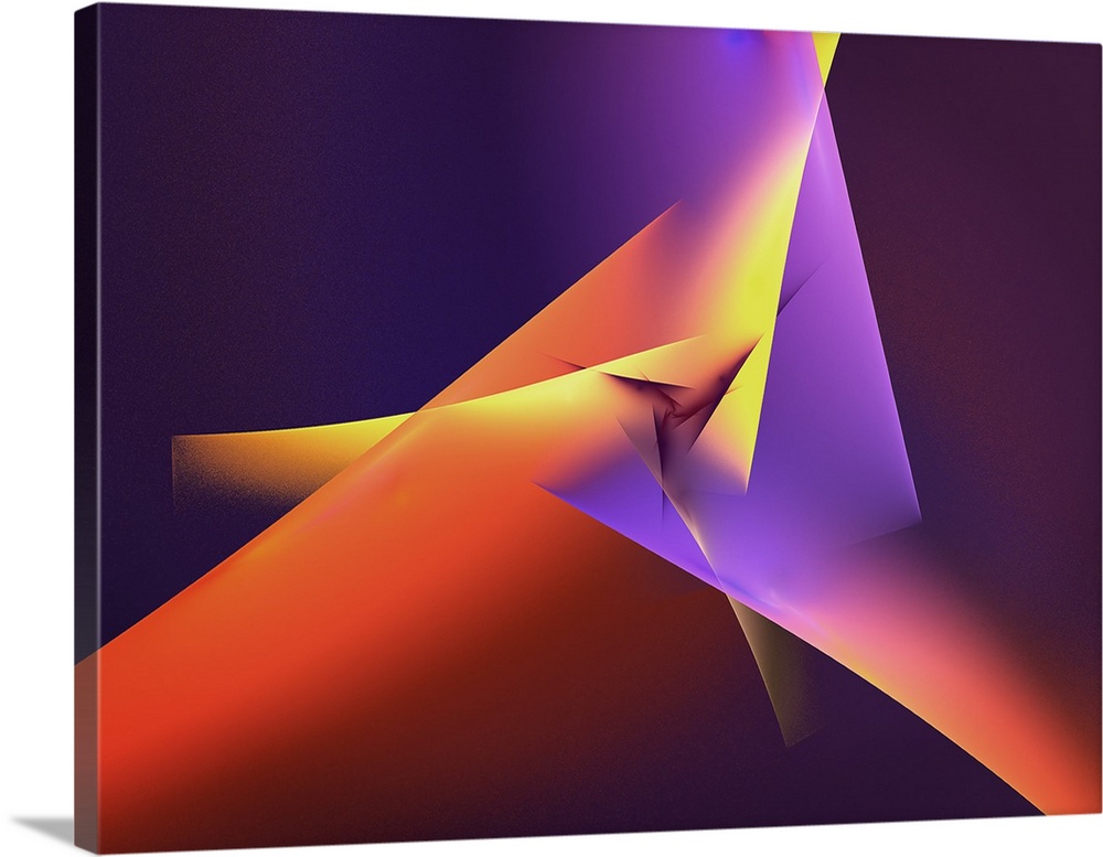 Digital abstract artwork in purple and yellow shades.