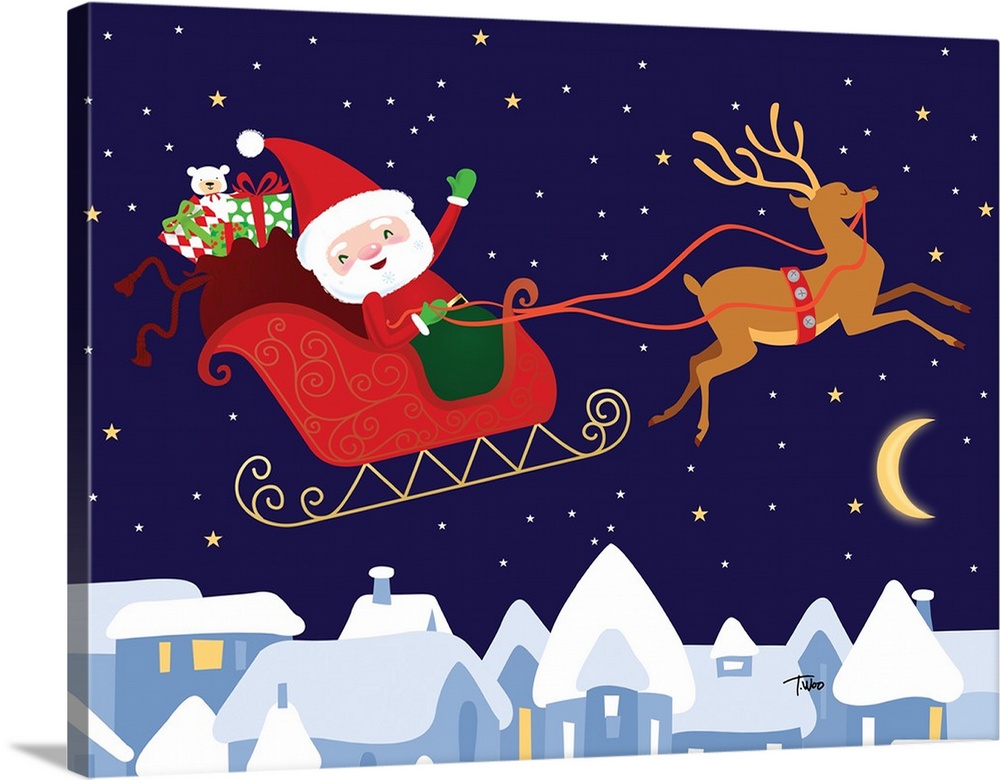 Santa and Reindeer Wall Art, Canvas Prints, Framed Prints, Wall Peels Great Big Canvas