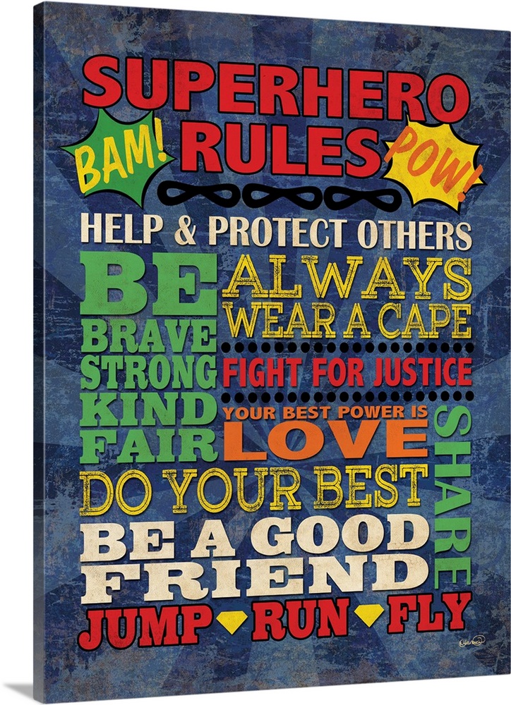 Superhero Rules Wall Art Canvas Prints Framed Ls