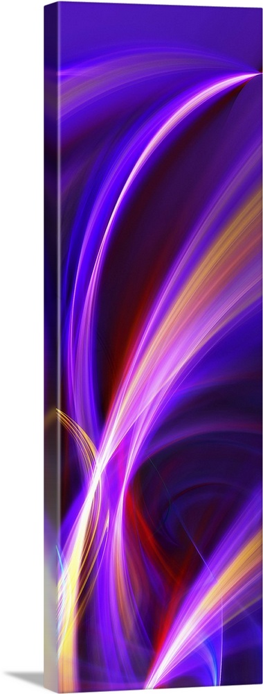 Digital abstract artwork with neon streaks on a purple background.