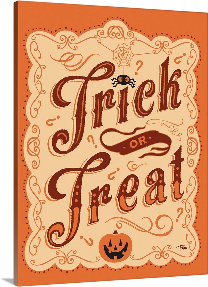 Trick or Treat Sign in orange and brown.