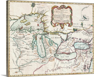1755 Map Of The Great Lakes Region