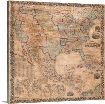1856 Wall Map Of The United States