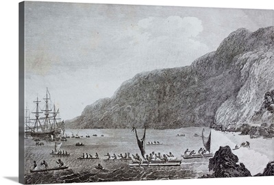 18th Century Engraving Of Karakakooa Bay Where Captain James Cook Was Killed