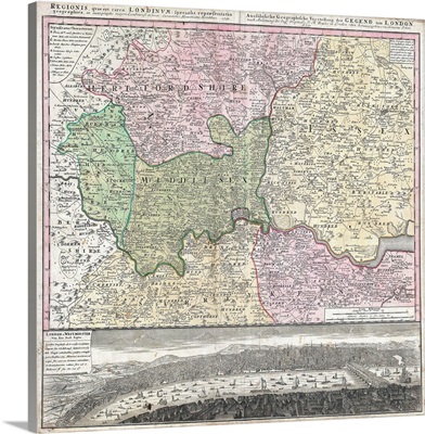 18Th Century Map Of London And Its Environs