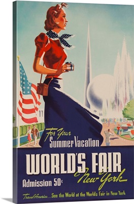 1939 New York World's Fair Poster, For Your Summer Vacation
