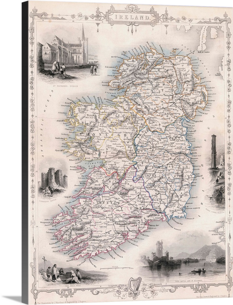 19th-Century Map of Ireland