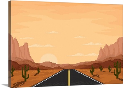 8-Bit Highway Road In The Desert