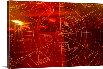 A close-up on a WWII military air traffic radar chart