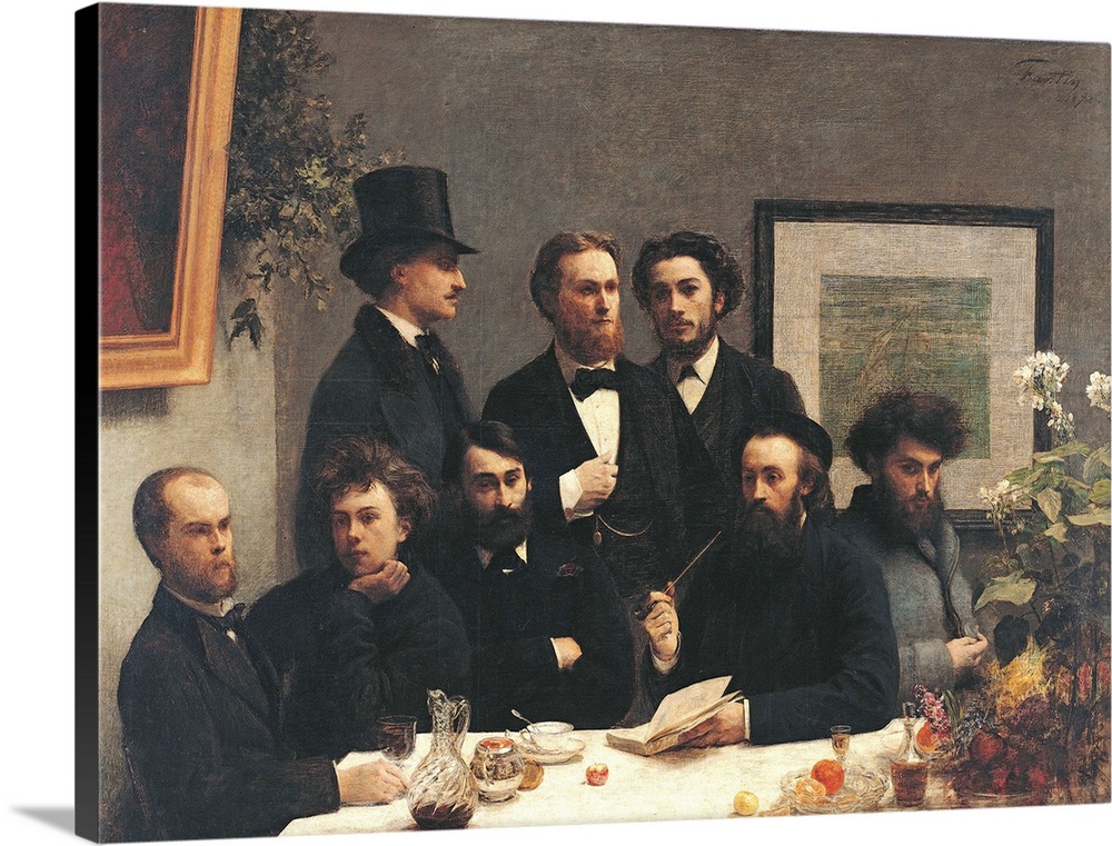 Corner table : Representation of a meeting between, from left to right : Paul Verlaine, Arthur Rimbaud, Elzear Bonnier, Le...