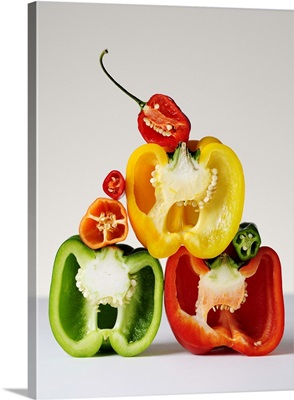 A cross-section of peppers