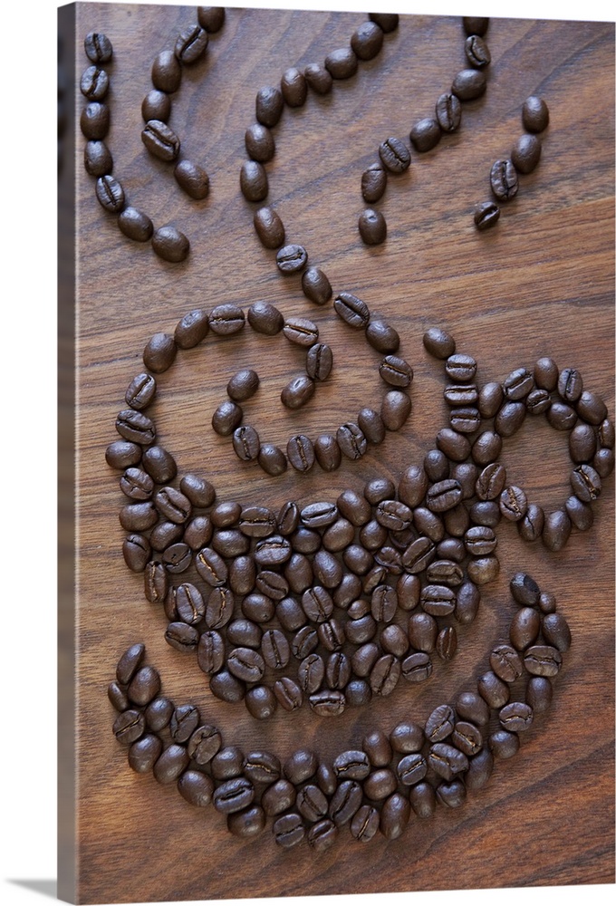 Coffe cup illustrated using coffee beans