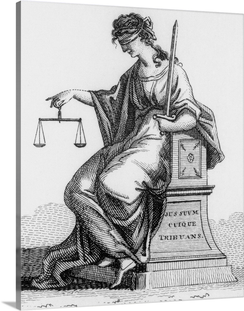 A Depiction of Woman Holding Scales of Justice