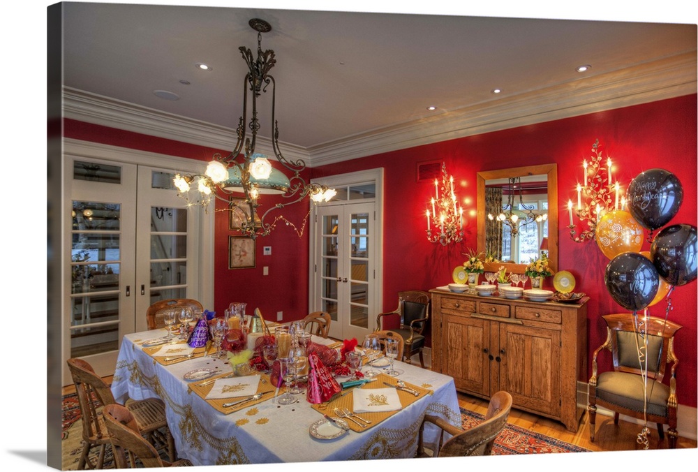 A dining room decorated for new year celebration
