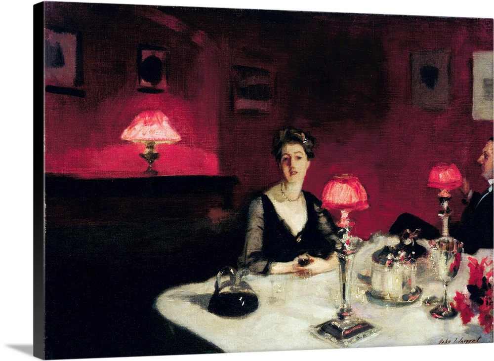 John Singer Sargent (American, 1856-1925), A Dinner Table at Night, 1884, 51.4 x 66.7 cm (20.2 x 26.2 in), Fine Arts Museu...