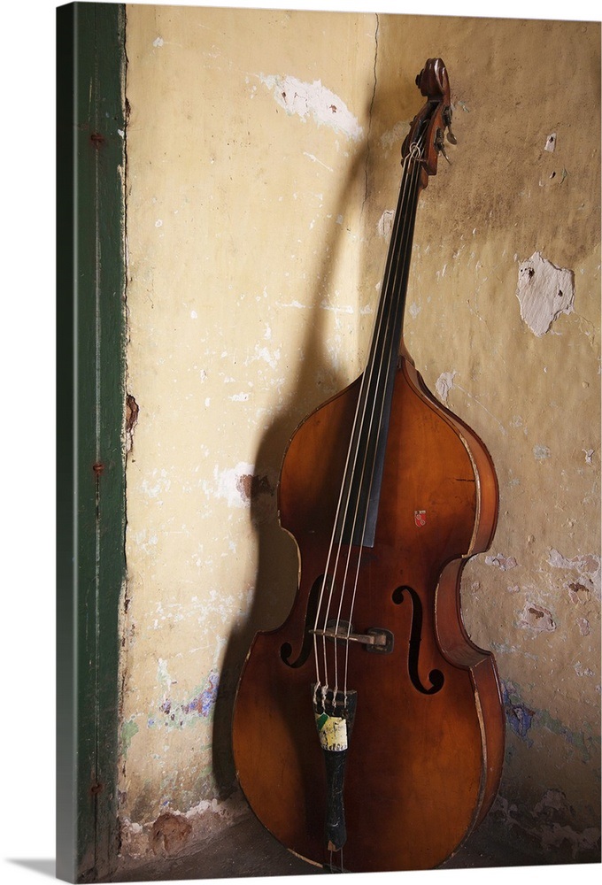 A double bass in the corner of a room Wall Art, Canvas Prints, Framed