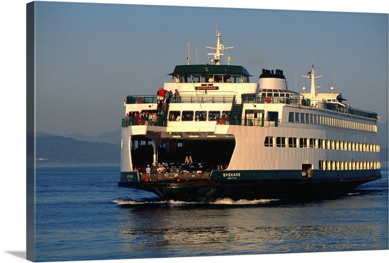 A ferry crosses the sheltered waters of Puget Sound  Great Big Canvas