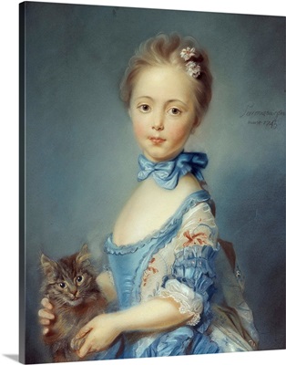 A Girl with a Kitten attributed to Jean-Baptiste Perronneau