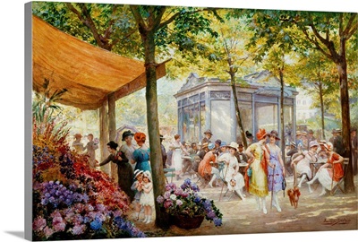 A Parisian Flower Market By Eugene Auguste Francois Deully