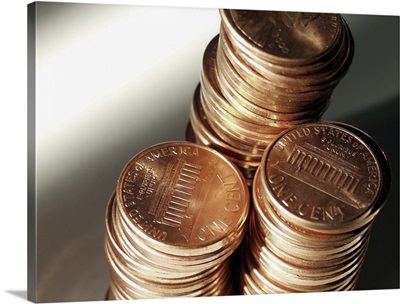 A stack of American coins