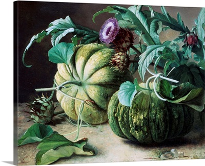 A Still Life of Pumpkins and Artichokes by Carl Vilhelm Balsgaard