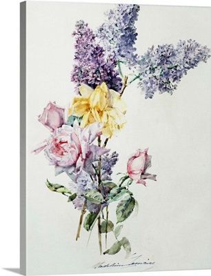 A Study Of Lilac And Roses By Madeleine Lemaire