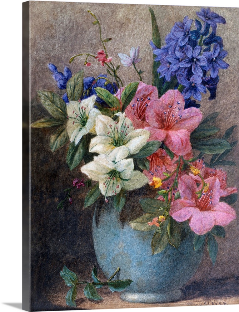 A Vase Of Azaleas And Hyacinth