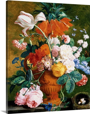 A Vase Of Rich Summer Flowers By Jan Van Huysum