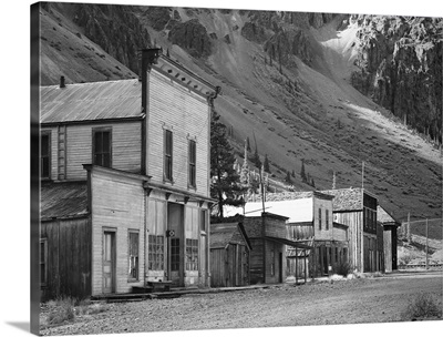 Abandoned buildings along the main street in Eureka, Colorado, a ghost town, 1940