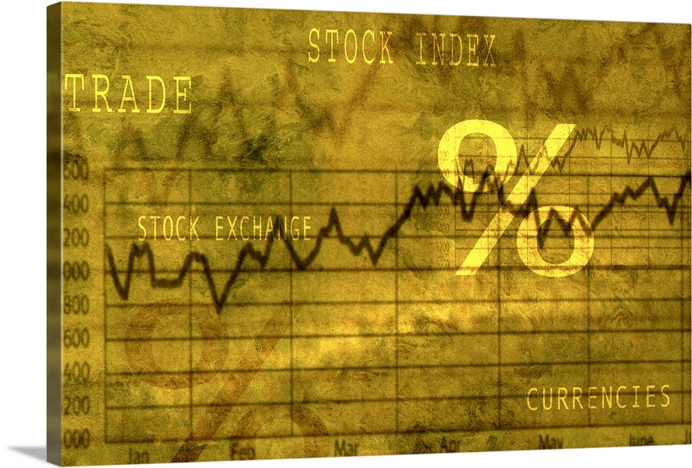 Abstract image of stock market line chart with text