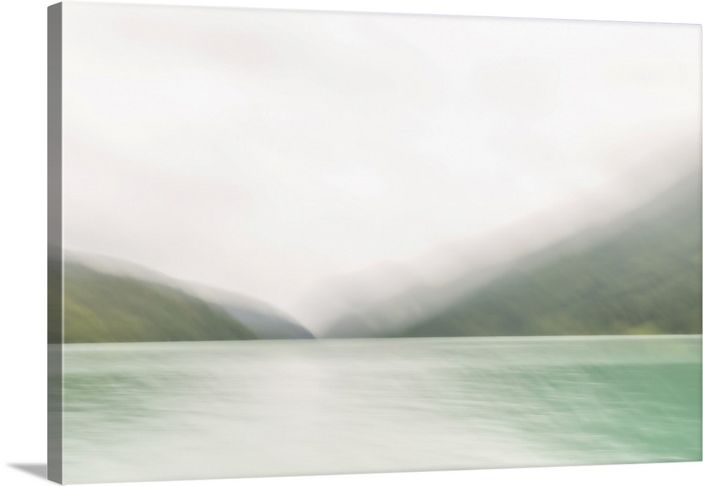 An impressionist photograph of Cheakamus Lake in Garibaldi Provincial Park, British Columbia, Canada. Taken using the ICM ...