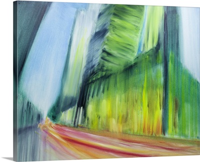 Abstract painting of urban street scene
