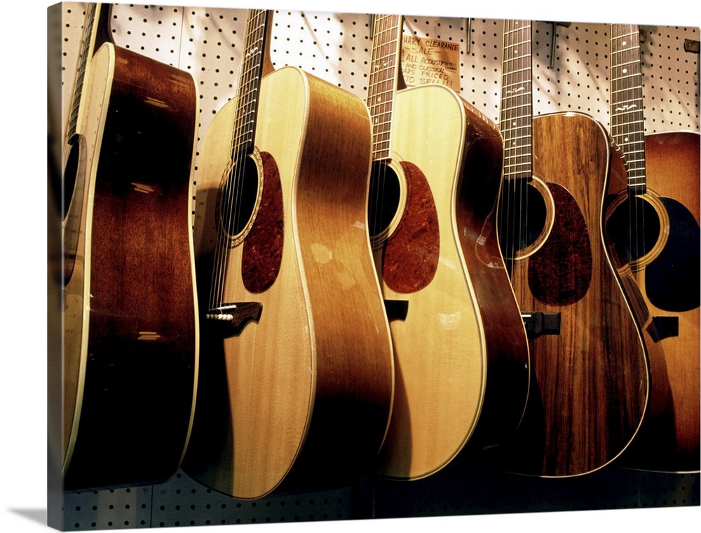 Acoustic guitars on display