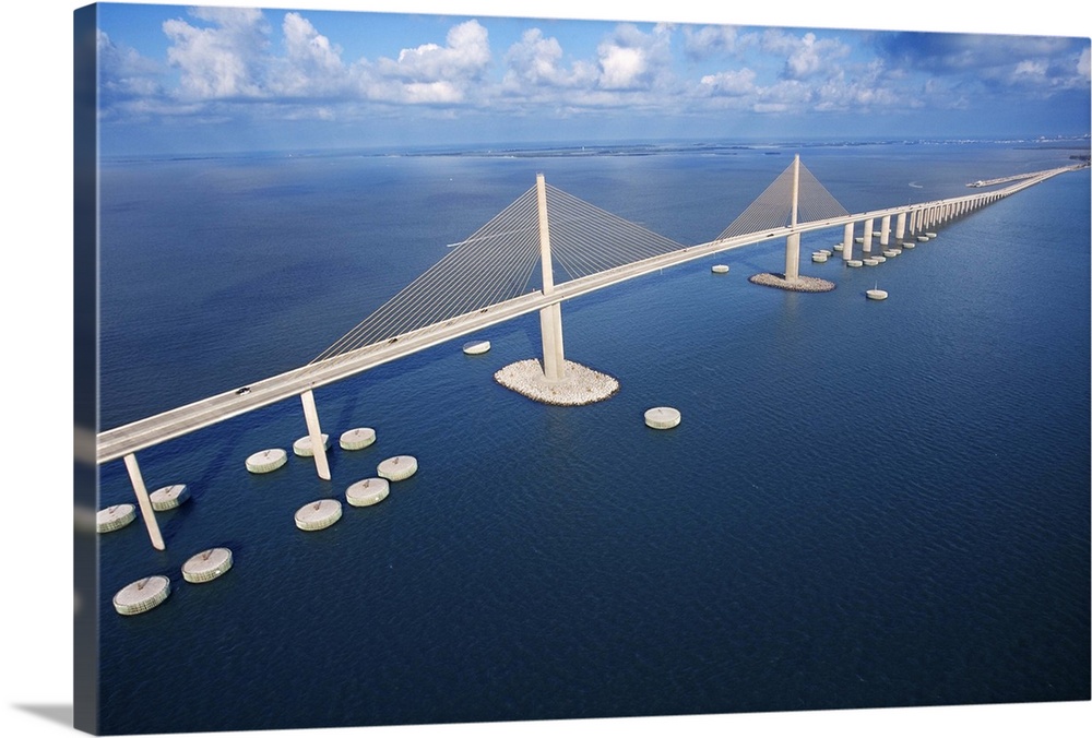 Aerial view of bridge at sea in Florida