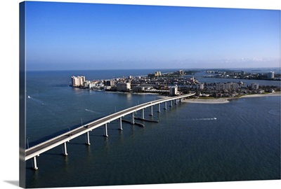 Aerial view of bridge by Gulf of Mexico, Clearwater, Florida