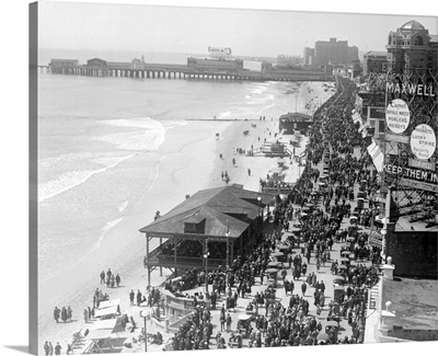 Aerial View of Crowds on a Boardwalk, Atlantic City, New Jersey