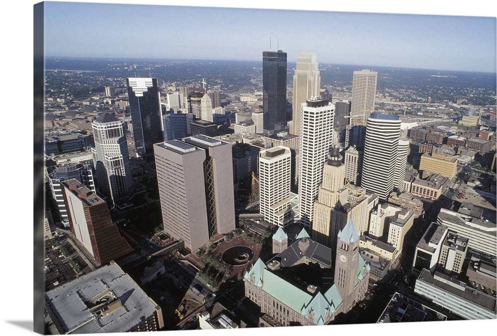 Aerial view of downtown Minneapolis, Minnesota Wall Art, Canvas Prints, Framed Prints, Wall