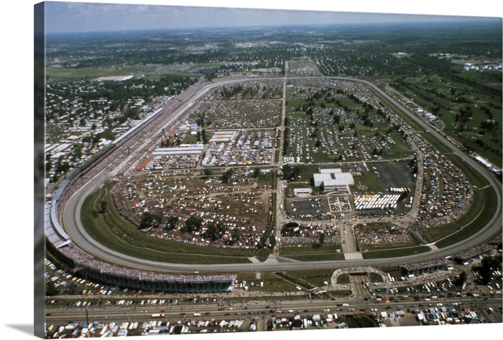 05/08/1985: Aerial view of the Indianapolis speedway, site of the Indy 500 auto race, in Indianapolis, Indiana. UPI color-...