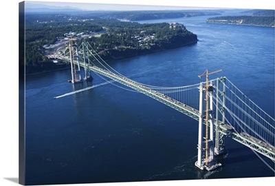 Aerial view of Narrows Bridge, Tacoma, Washington