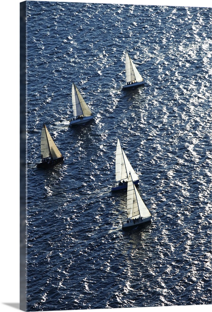 Aerial view of sailboats
