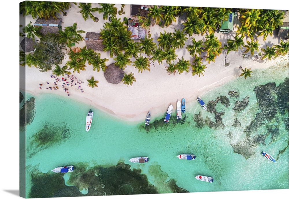 Aerial view of tropical beach. Saona Island, Dominican Republic.