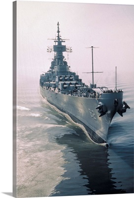 Aerial View of USS New Jersey Entering Delaware Bay