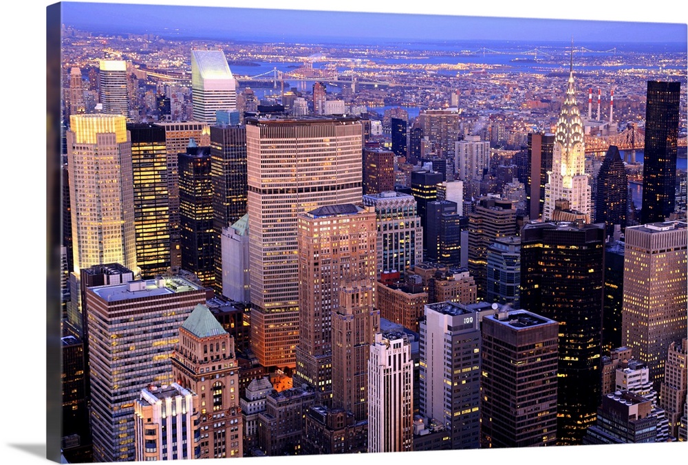 Aerial view towards Midtown and Upper East Side Manhattan, New York  Stretched Canvas Print