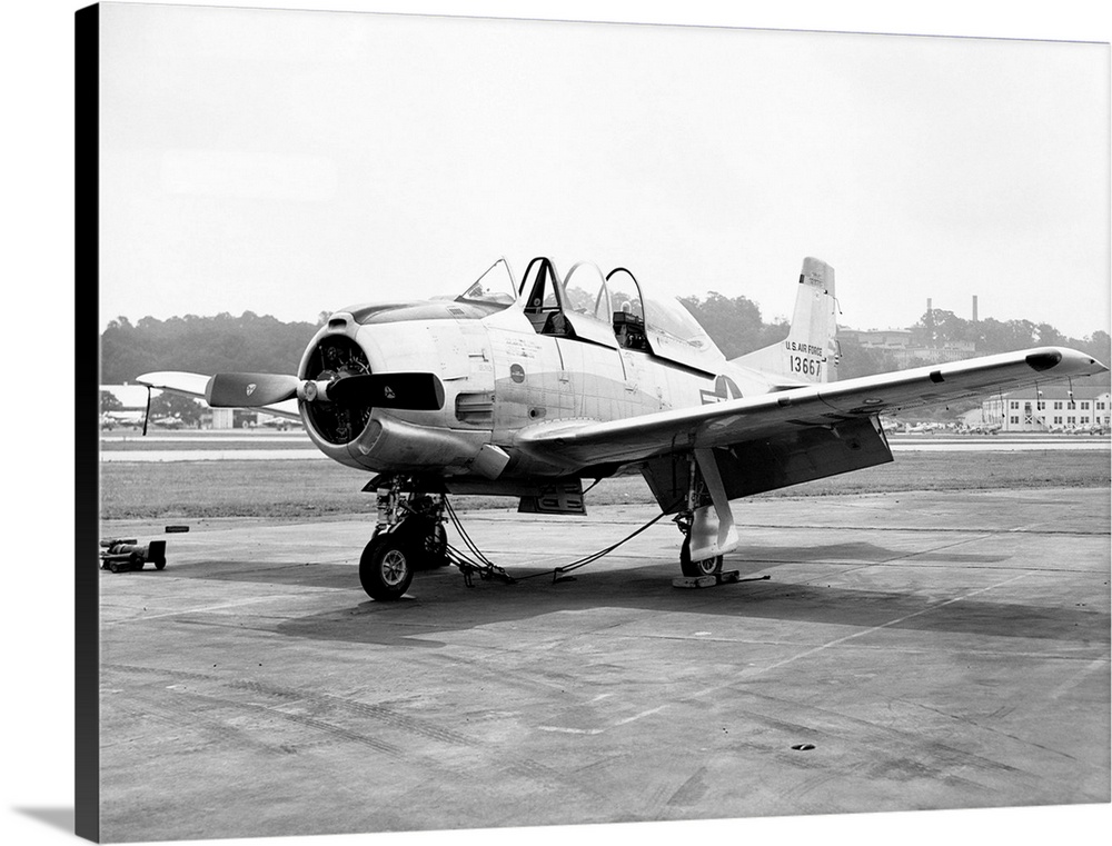 Air Force trainer T-28 at NAS Anacostia DC for change of insignia. July 7, 1952