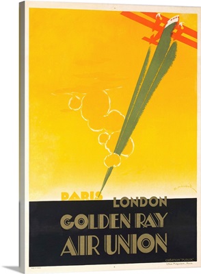 Air Union 1920S Travel Poster Paris London Golden Ray