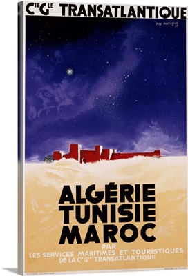 Algerie - Tunisie - Maroc Travel Poster By Jan Auvigne