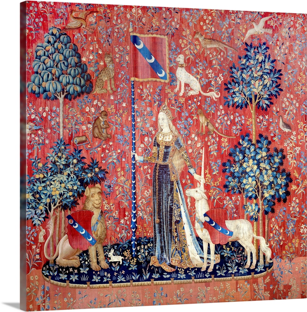 Allegory of touch (Le Toucher), from the tapestry La Dame a la Licorne (Lady with Unicorn), (37x47 cm), flemish art, 1484-...