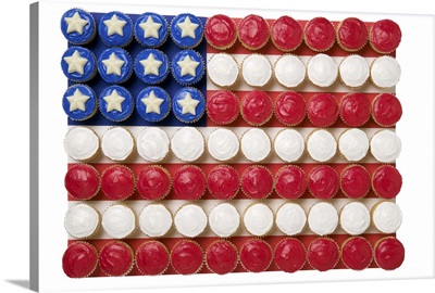 American flag made of cupcakes